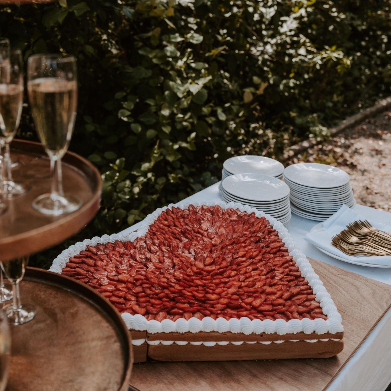 bruiloft hart taart vierkant